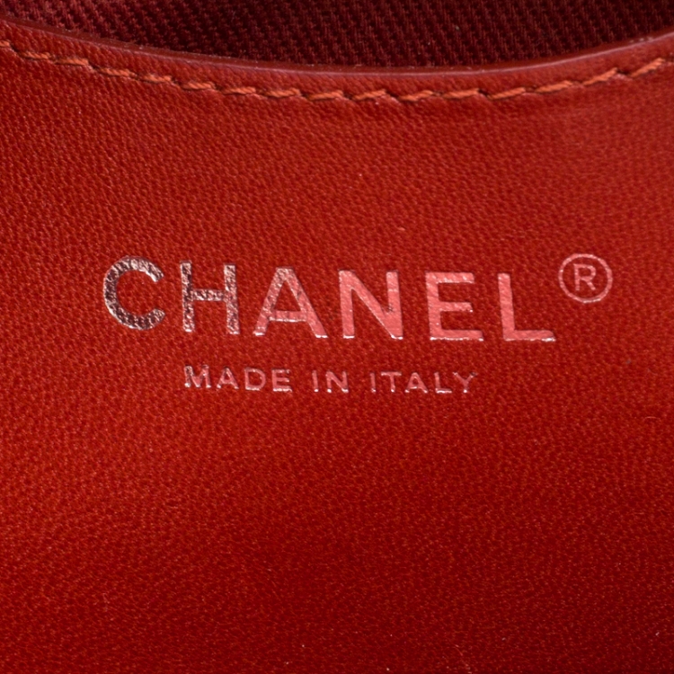 Pre Owned Chanel Red Quilted Glazed Crackled Leather Medium Just Mademoiselle Bowling Bag