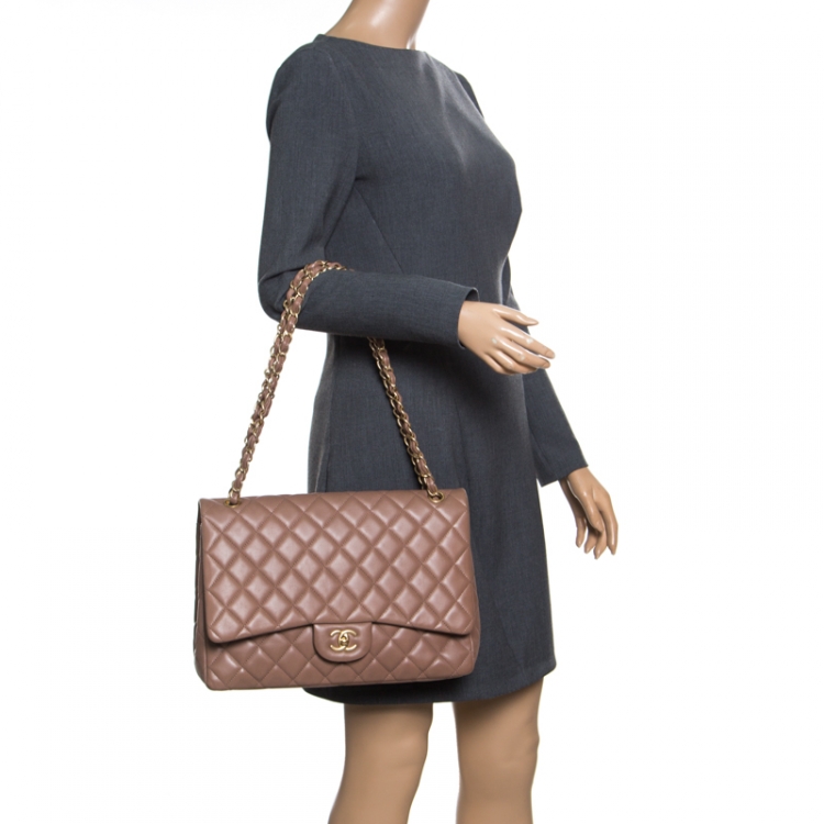 Chanel Taupe Quilted Leather Maxi Classic Single Flap Bag Chanel | TLC