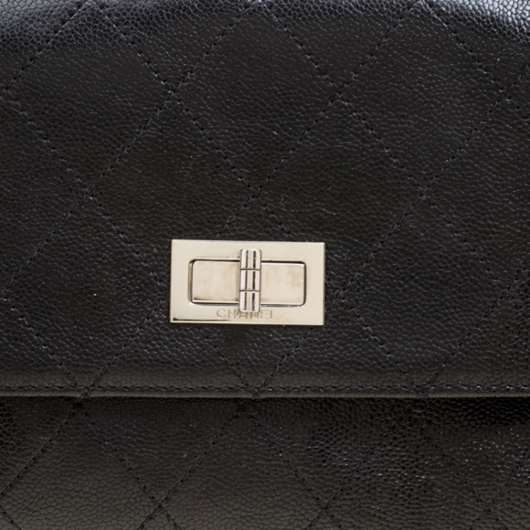 Pre Owned Chanel Black Quilted Caviar Leather Reissue Shoulder Bag