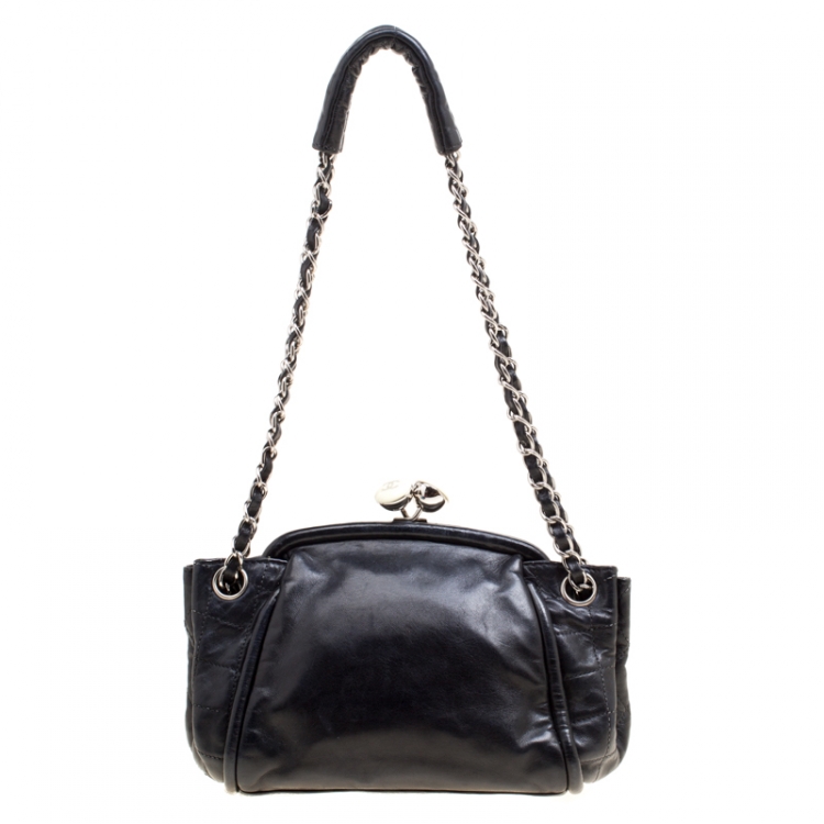 Chanel Black Leather Kisslock Accordian Shoulder Bag Chanel | The Luxury  Closet