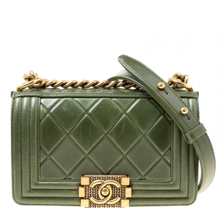 Chanel Green Quilted Embossed Leather Small Salzburg Boy Flap Bag Chanel |  The Luxury Closet