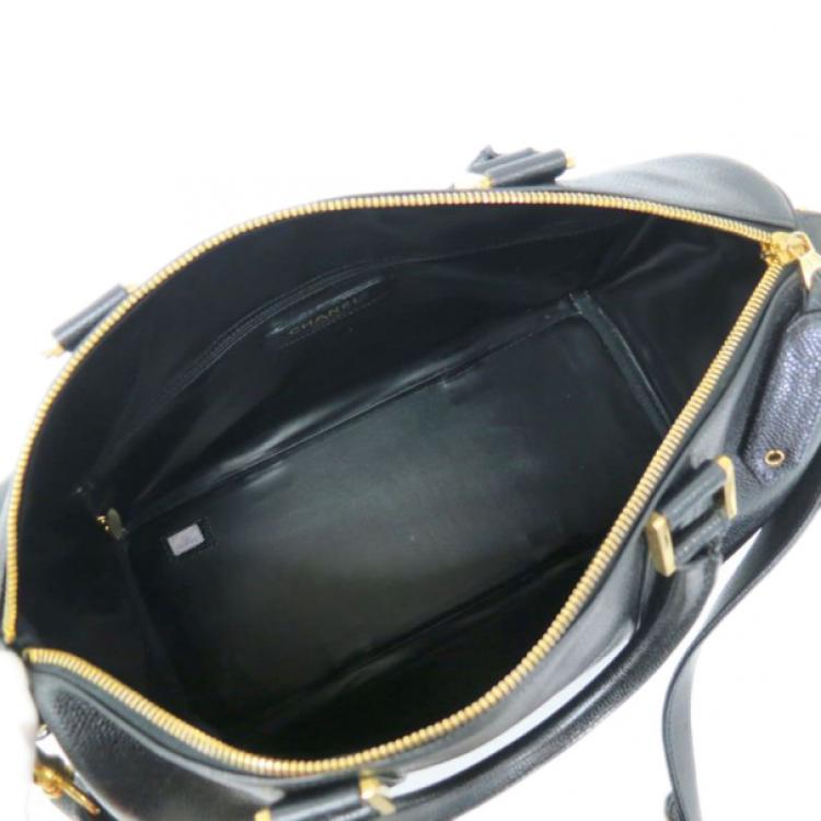 Pre Owned Chanel Black Caviar Vintage Boston Bag