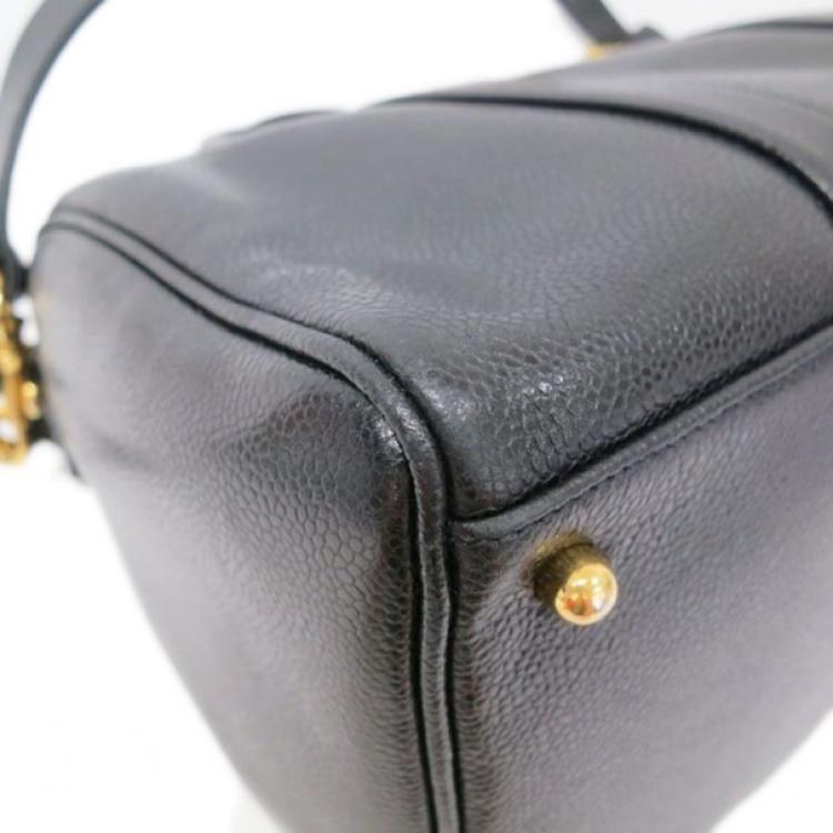 Pre Owned Chanel Black Caviar Vintage Boston Bag