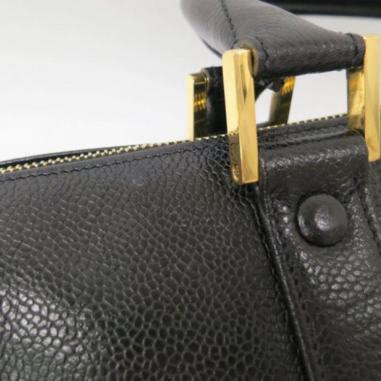 Pre Owned Chanel Black Caviar Vintage Boston Bag