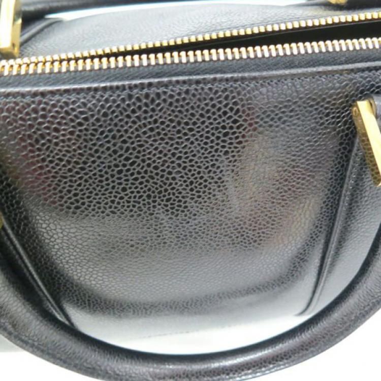 Pre Owned Chanel Black Caviar Vintage Boston Bag