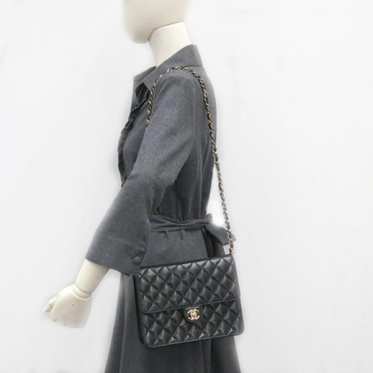 Chanel Black Leather Classic Mini Square Flap Bag Chanel