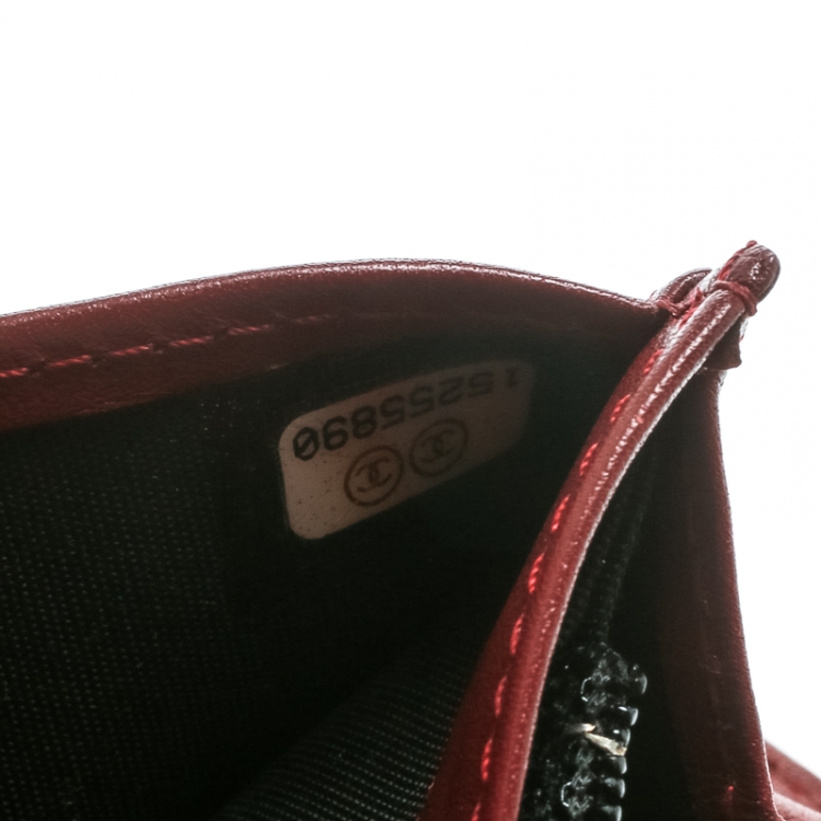 Pre Owned Chanel Burgundy Caviar Leather CC Long Bifold Wallet