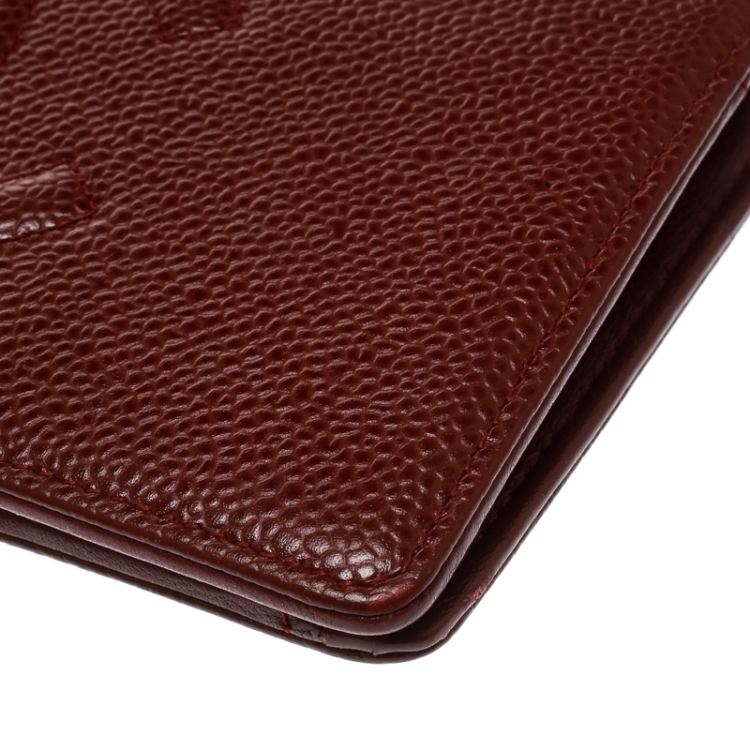 Pre Owned Chanel Burgundy Caviar Leather CC Long Bifold Wallet