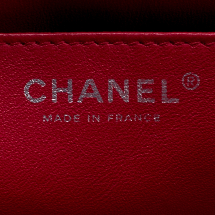 Pre Owned Chanel Red Quilted Caviar Leather Maxi Classic Single Flap Bag