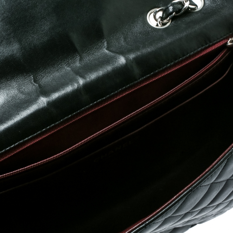 Pre Owned Chanel Black Quilted Leather Jumbo Classic Single Flap Bag