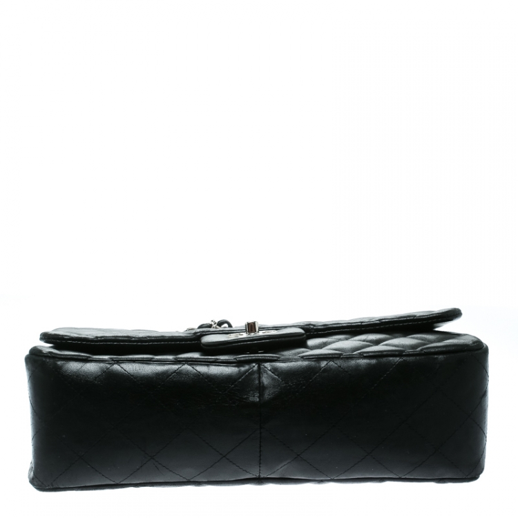 Pre Owned Chanel Black Quilted Leather Jumbo Classic Single Flap Bag