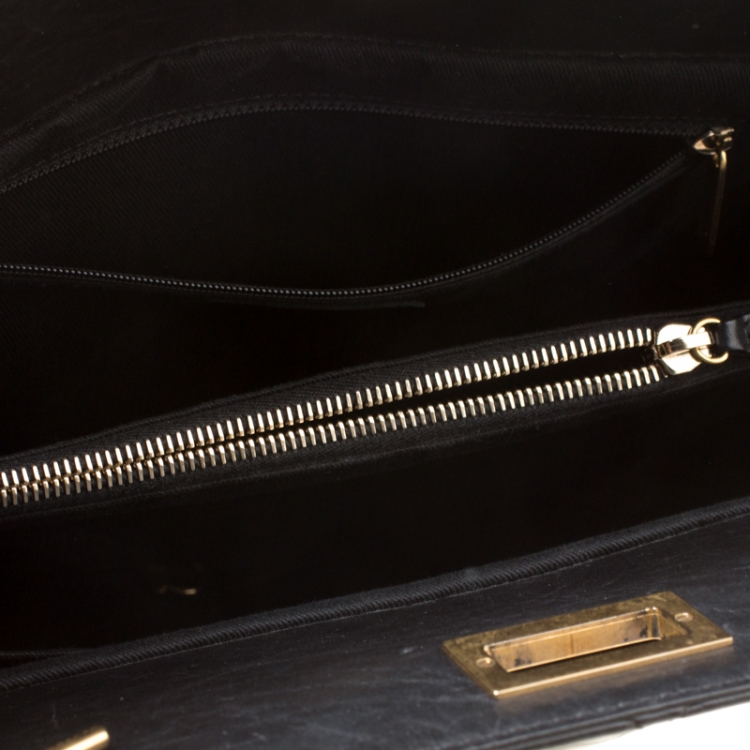 Pre Owned Chanel Black Quilted Aged Leather Reissue Tote