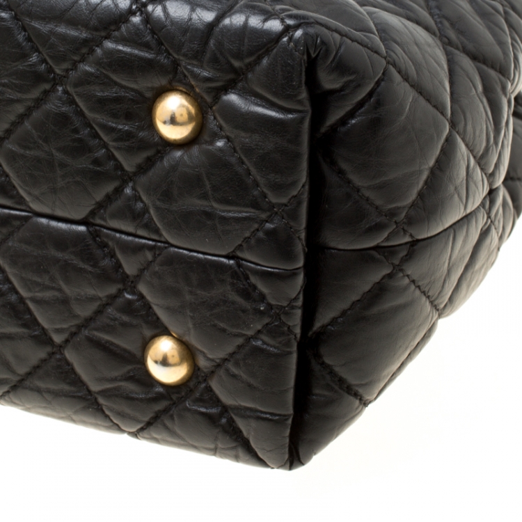 Pre Owned Chanel Black Quilted Aged Leather Reissue Tote