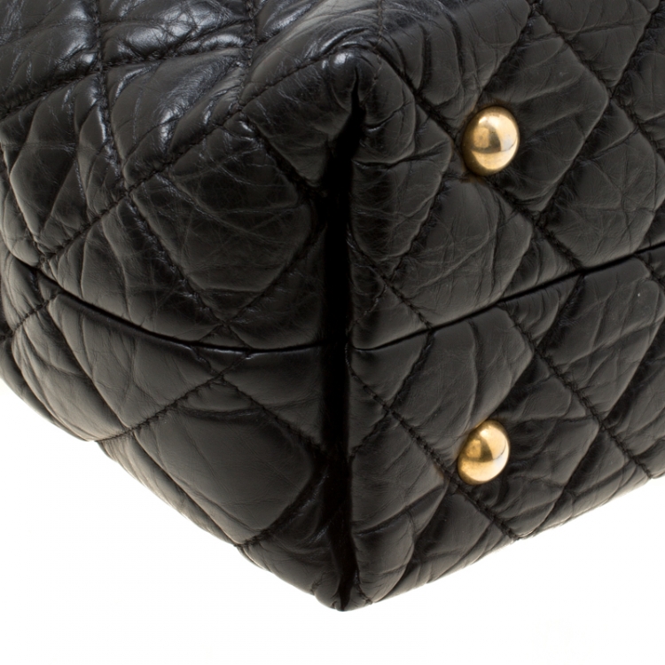 Pre Owned Chanel Black Quilted Aged Leather Reissue Tote
