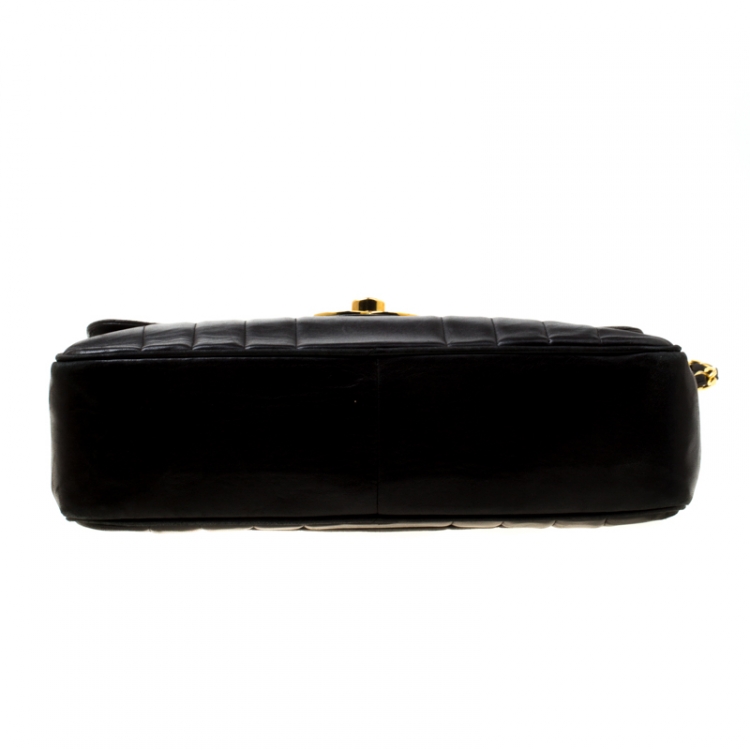 Pre Owned Chanel Black Vertical Quilted Leather Jumbo Vintage Classic Single Flap Bag