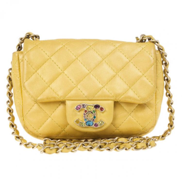Chanel Yellow Lambskin Extra Mini Classic Flap Bag With Stones Chanel | The  Luxury Closet