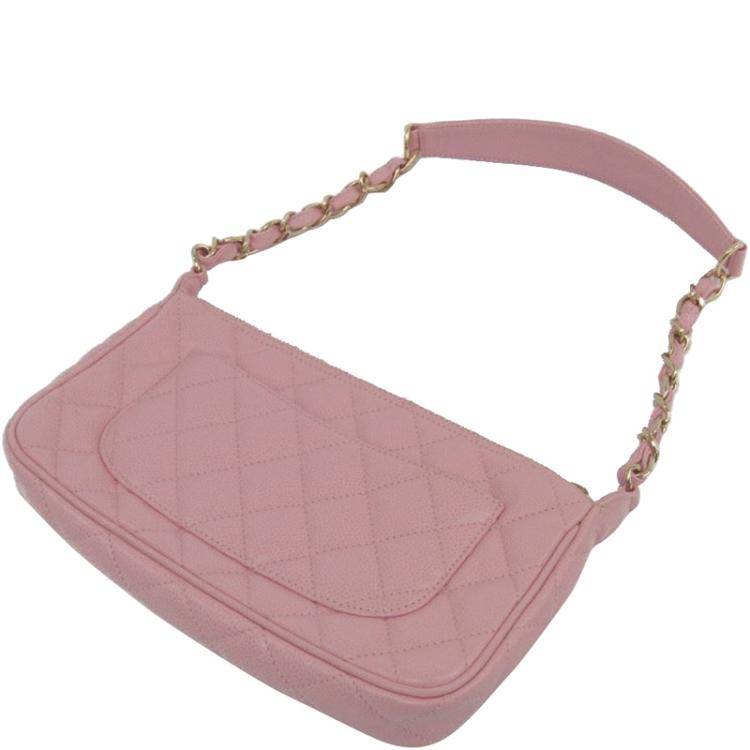 Chanel Pink Quilted Leather Pochette Accessoires Bag Chanel