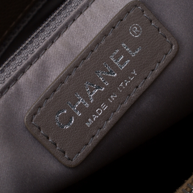 Pre Owned Chanel Taupe Quilted Caviar Leather Grand Shopper Tote