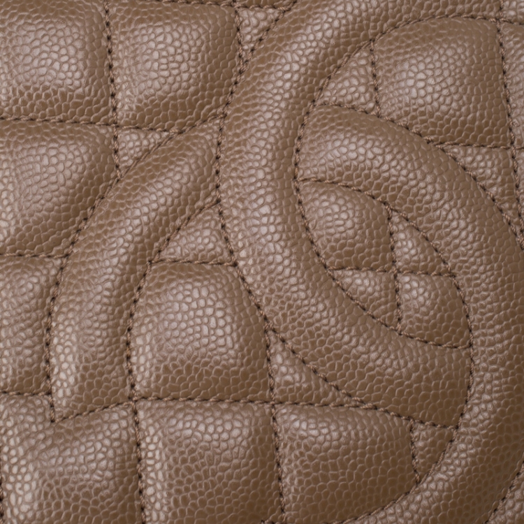 Pre Owned Chanel Taupe Quilted Caviar Leather Grand Shopper Tote
