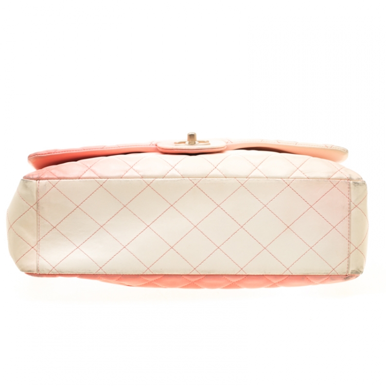 Pre Owned Chanel Off-White/Ombre Quilted Leather Maxi Classic Single Flap Bag