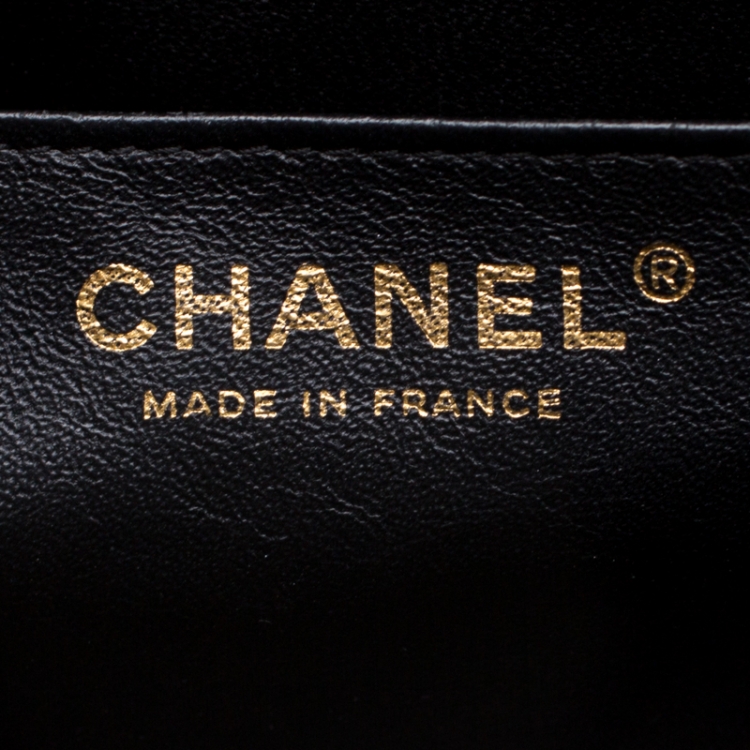Pre Owned Chanel Black Quilted Caviar Leather Jumbo Classic Single Flap Bag