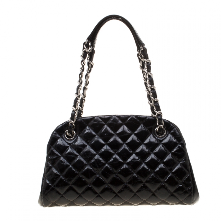 Pre Owned Chanel Black Quilted Leather Medium Mademoiselle Bowling Bag