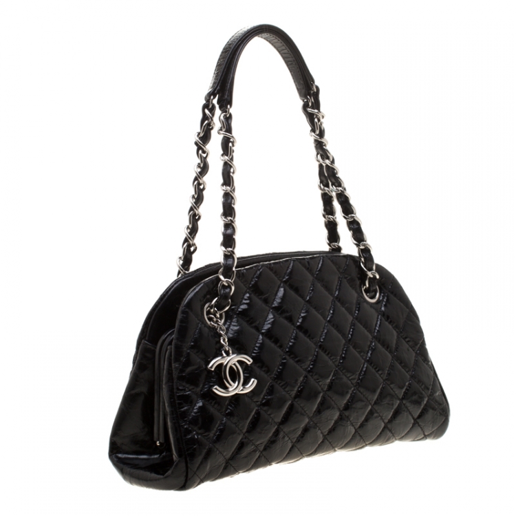 Pre Owned Chanel Black Quilted Leather Medium Mademoiselle Bowling Bag