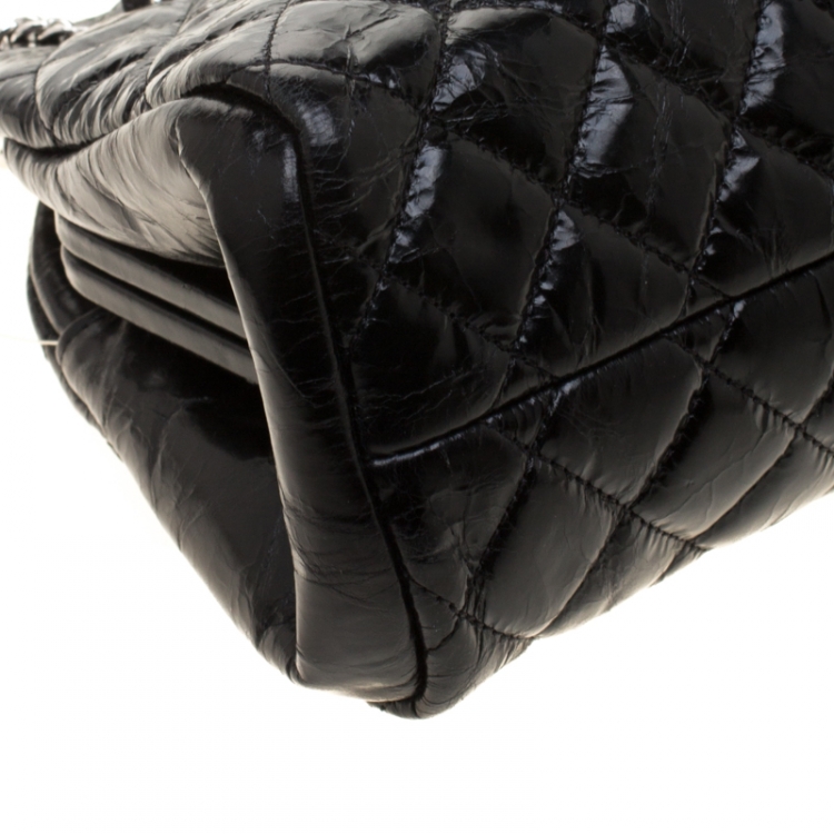 Pre Owned Chanel Black Quilted Leather Medium Mademoiselle Bowling Bag