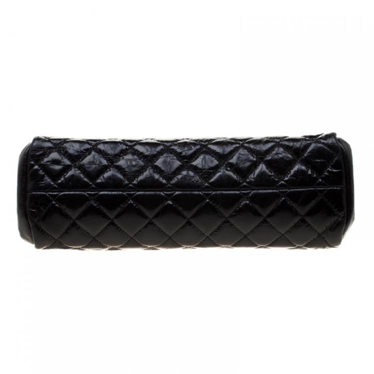 Pre Owned Chanel Black Quilted Leather Medium Mademoiselle Bowling Bag