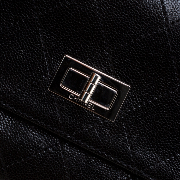 Pre Owned Chanel Black Quilted Caviar Leather Reissue Shoulder Bag