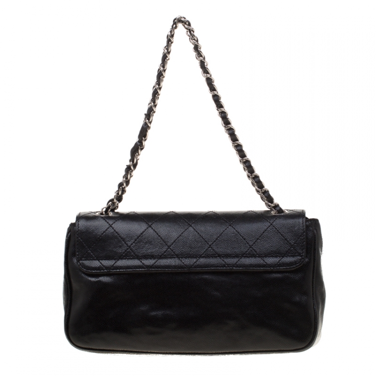 Pre Owned Chanel Black Quilted Caviar Leather Reissue Shoulder Bag