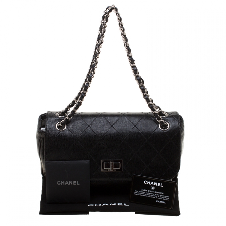 Pre Owned Chanel Black Quilted Caviar Leather Reissue Shoulder Bag