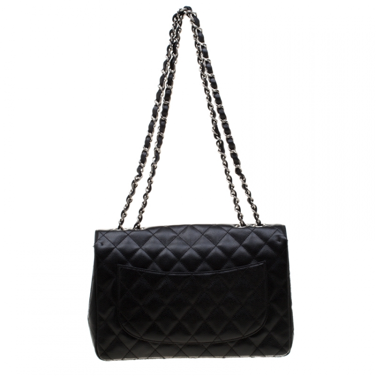 Pre Owned Chanel Black Quilted Leather Classic Single Flap Bag