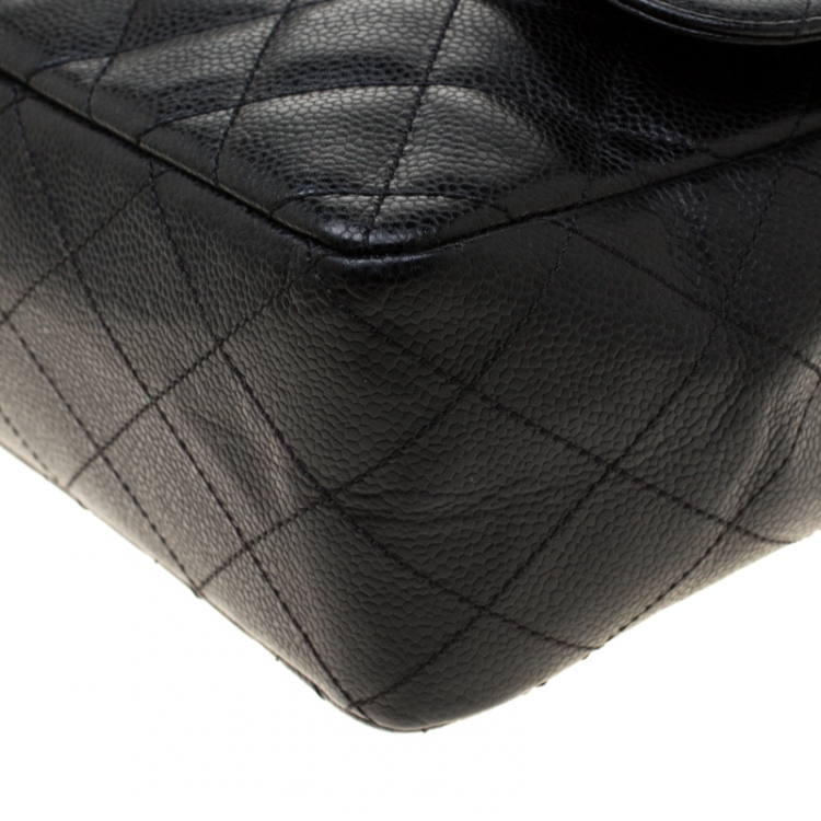 Pre Owned Chanel Black Quilted Leather Classic Single Flap Bag