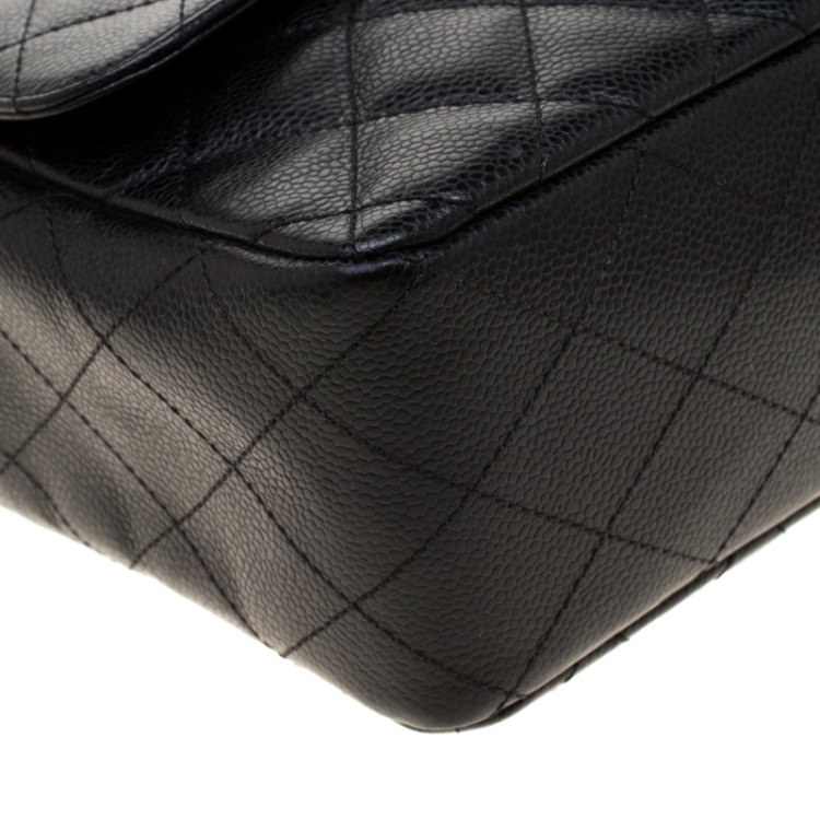 Pre Owned Chanel Black Quilted Leather Classic Single Flap Bag