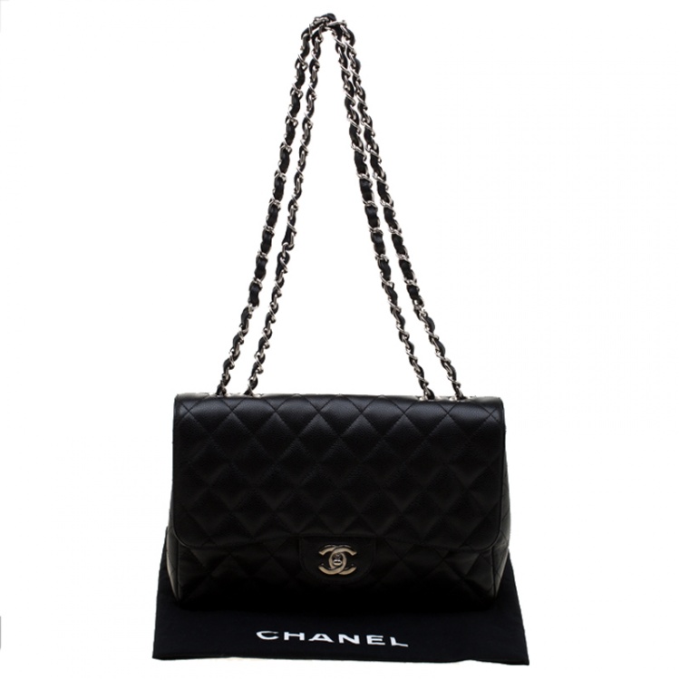 Pre Owned Chanel Black Quilted Leather Classic Single Flap Bag