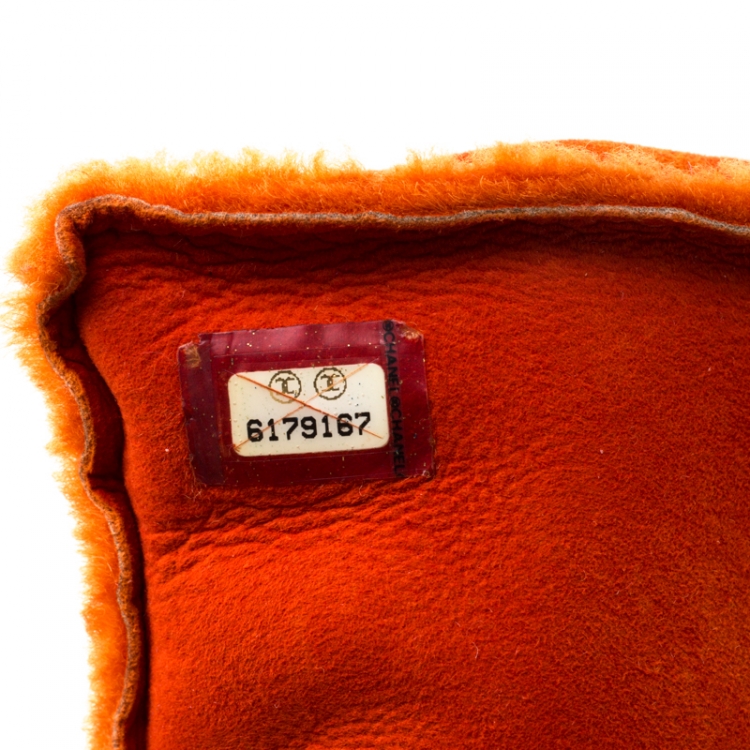 Pre Owned Chanel Orange Suede and Mouton Fur Reissue Shoulder Bag