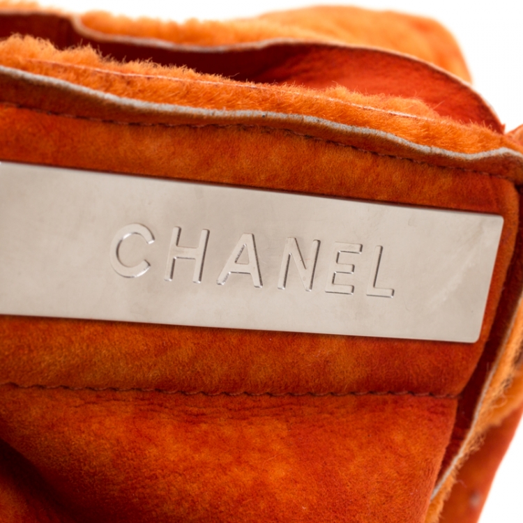 Pre Owned Chanel Orange Suede and Mouton Fur Reissue Shoulder Bag