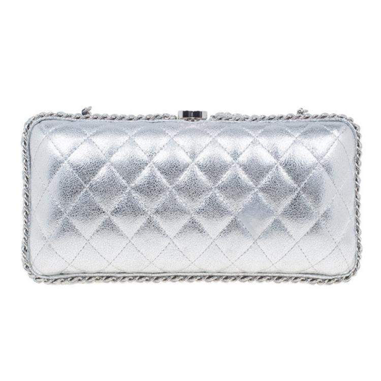 chanel silver clutch