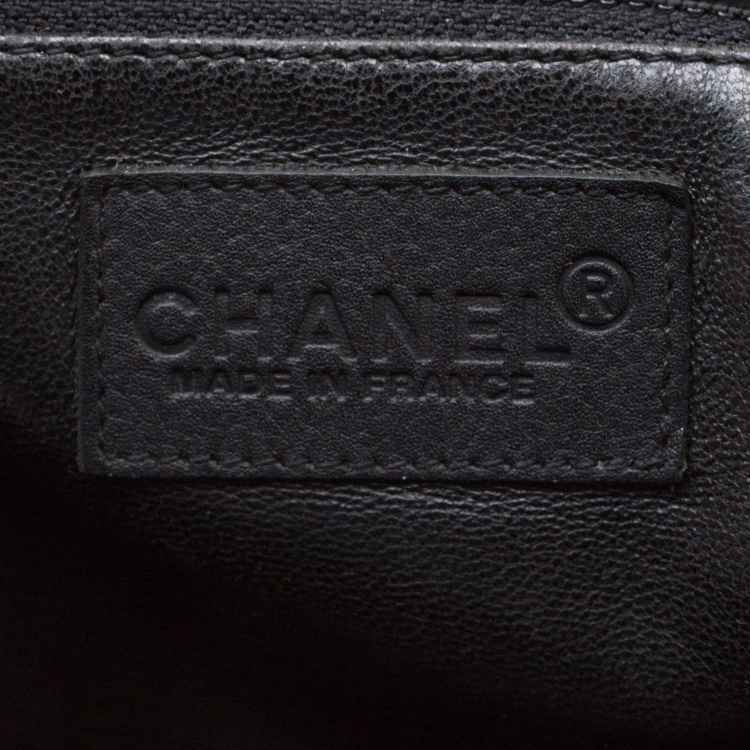 Pre Owned Chanel Black Quilted Leather Enamel Boston Bag
