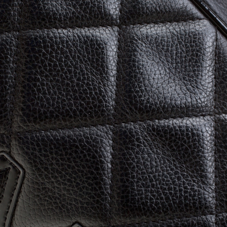 Pre Owned Chanel Black Quilted Leather Enamel Boston Bag