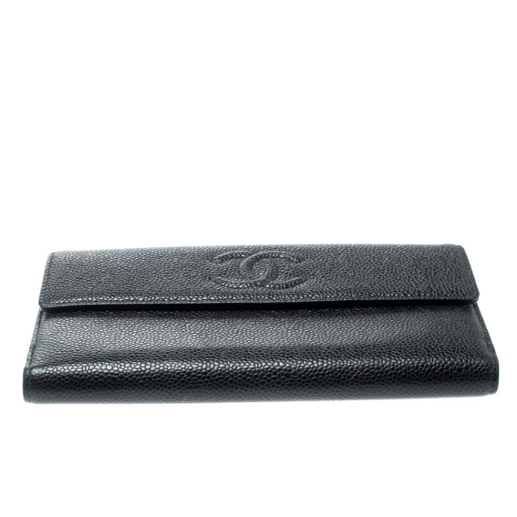 مملوكة مسبقًا Chanel Black Caviar Leather CC Bifold Wallet