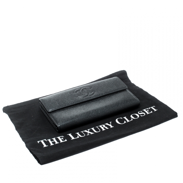 مملوكة مسبقًا Chanel Black Caviar Leather CC Bifold Wallet