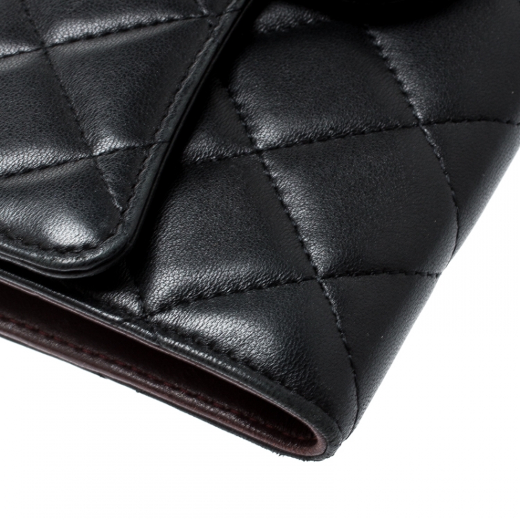 Pre Owned Chanel Black Quilted Leather Reissue Trifold Wallet