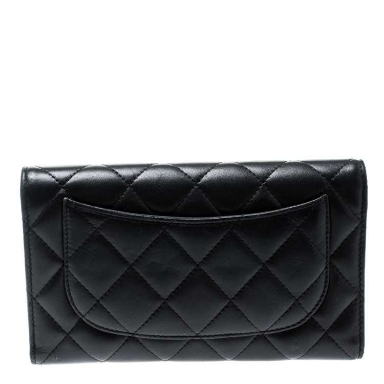 Pre Owned Chanel Black Quilted Leather Reissue Trifold Wallet