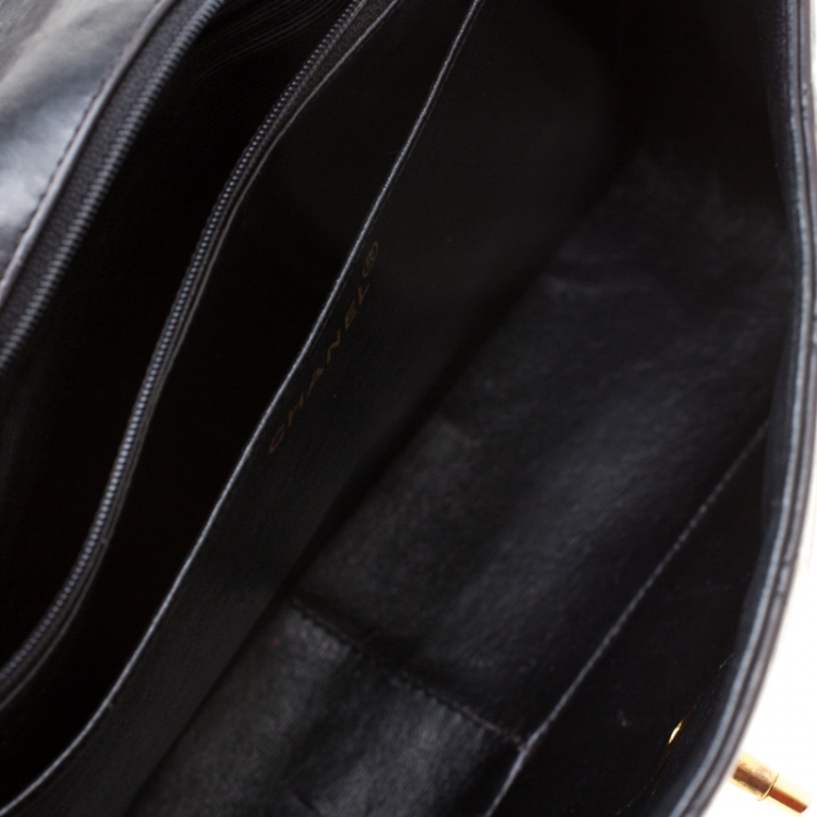Pre Owned Chanel Black Leather Jumbo Classic Single Flap Bag