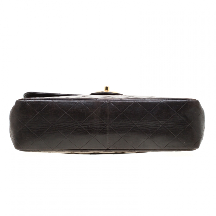 Pre Owned Chanel Black Leather Jumbo Classic Single Flap Bag