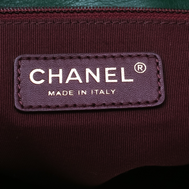 Pre Owned Chanel Green Quilted Leather Medium Cosmos Flap Bag