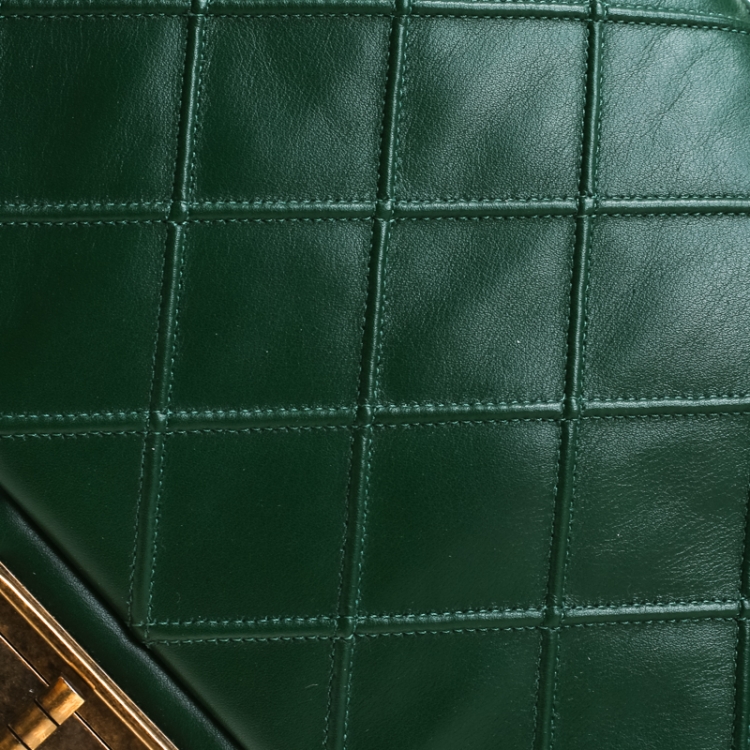 Pre Owned Chanel Green Quilted Leather Medium Cosmos Flap Bag