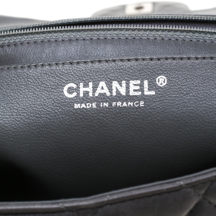 Pre Owned Chanel Grey Quilted Leather Jumbo Classic Single Flap Bag